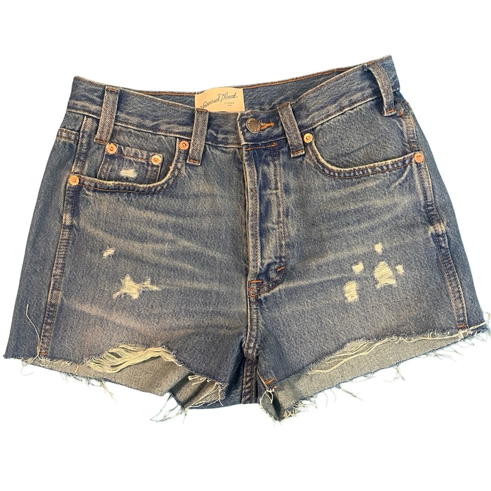 Universal Thread High Rise Shorts Distressed Button Fly size 2 NWOT